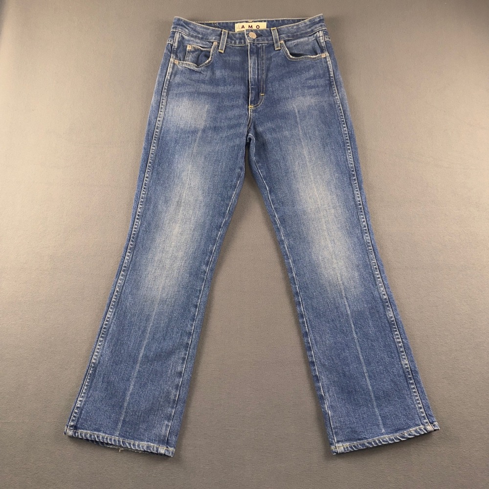 AMO Bella Peaceful High Rise Straight Leg Jeans Medium Wash Size 27 Made in USA
